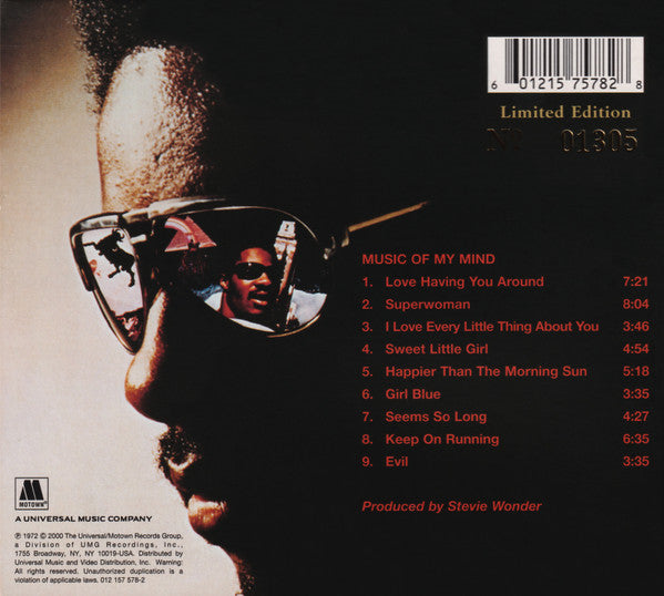 Stevie Wonder : Music Of My Mind (CD, Album, Ltd, Num, RM, Dig)