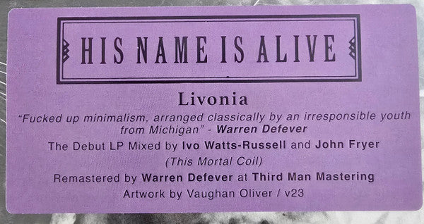 His Name Is Alive : Livonia (LP, Album, RE, RM)