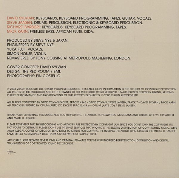 Japan : Tin Drum (CD, Album, RE, RM, Med)