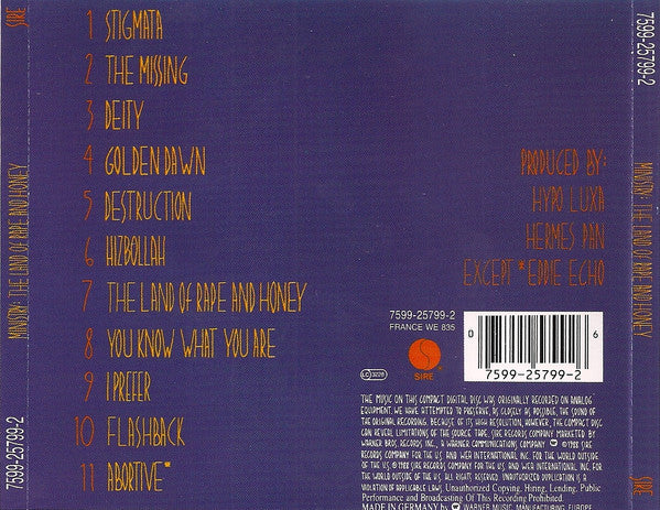 Ministry : The Land Of Rape And Honey (CD, Album, RE)