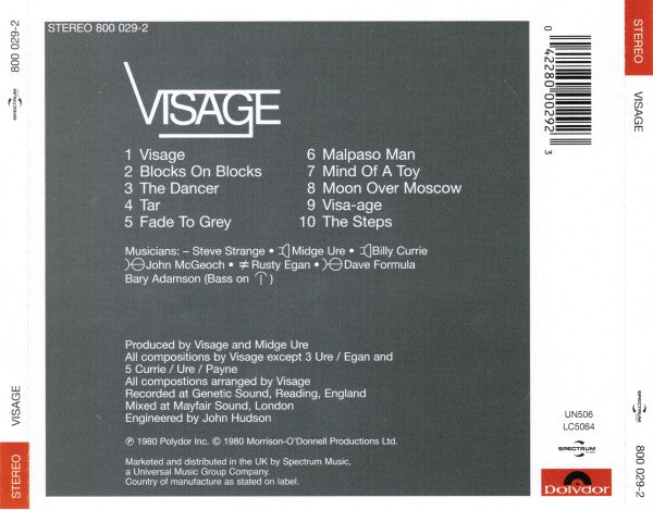 Visage : Visage (CD, Album, RE)