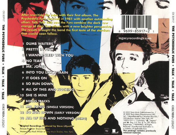 The Psychedelic Furs : Talk Talk Talk (CD, Album, RE, RM)