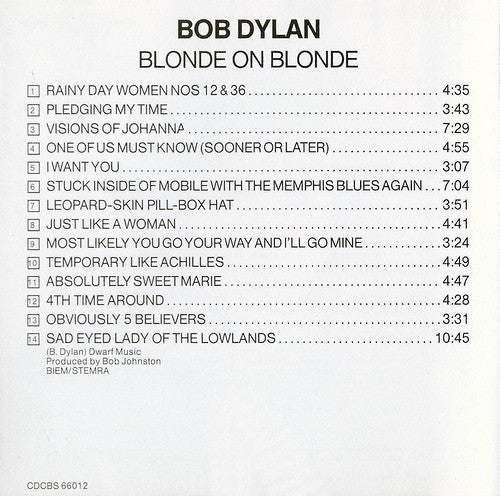 Bob Dylan : Blonde On Blonde (CD, Album, RE)