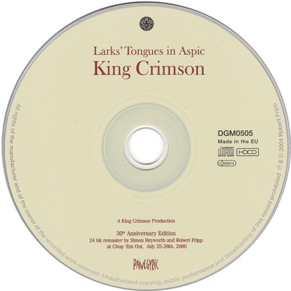 King Crimson : Larks' Tongues In Aspic (HDCD, Album, RE, RM)