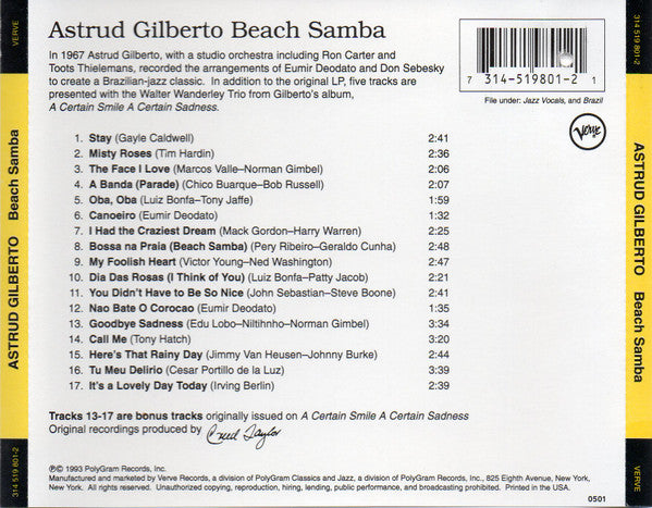 Astrud Gilberto : Beach Samba (CD, Album, RE)
