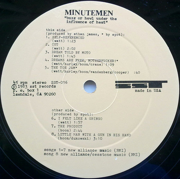 Minutemen : Buzz Or Howl Under The Influence Of Heat (12", EP, RE, RP)