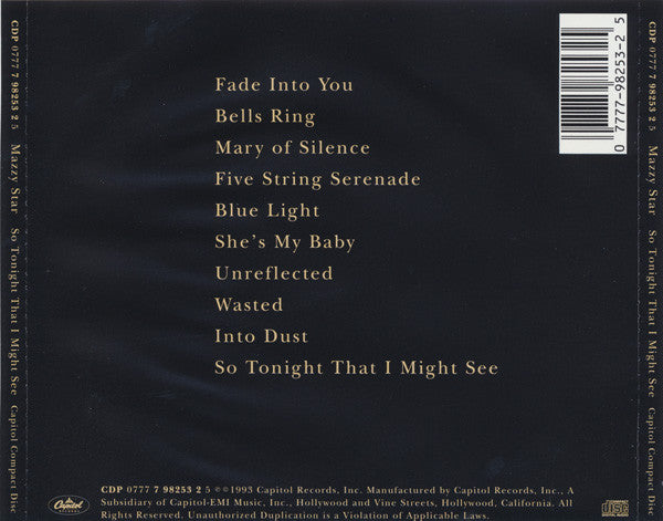 Mazzy Star : So Tonight That I Might See (CD, Album)
