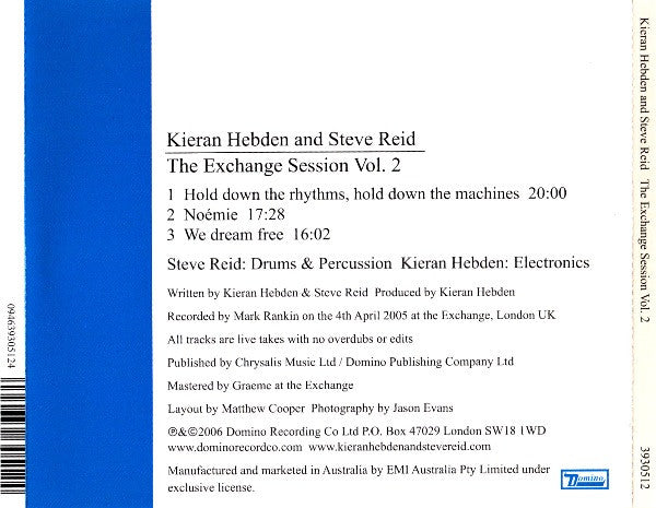 Kieran Hebden & Steve Reid (2) : The Exchange Session Vol. 2 (CD, Album)
