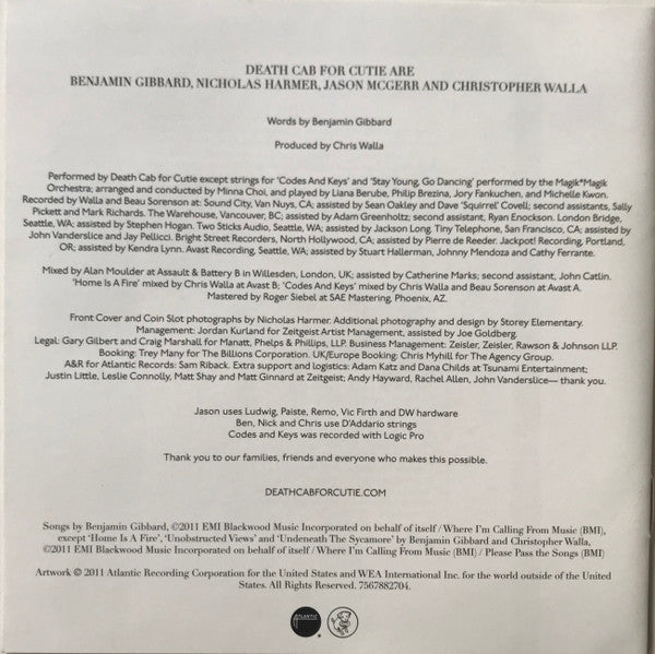 Death Cab For Cutie : Codes And Keys (CD, Album)