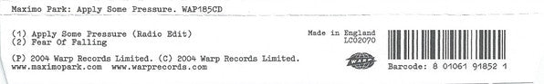 Maxïmo Park : Apply Some Pressure (CD, Single, CD1)