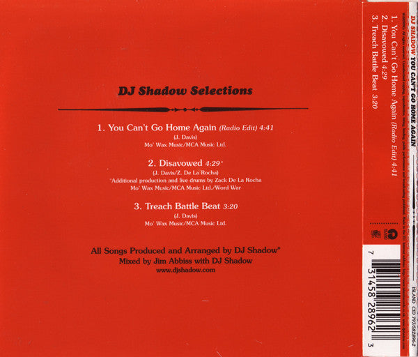 DJ Shadow : You Can't Go Home Again! (CD, Single)