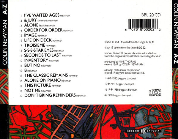 Colin Newman : A-Z (CD, Album, RE, RP)