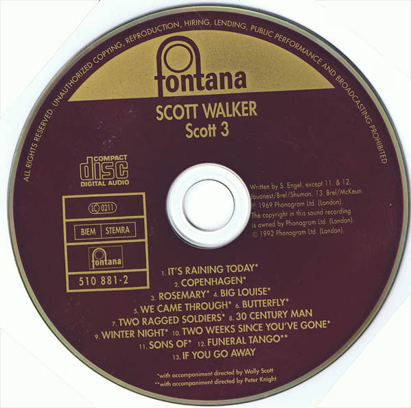 Scott Walker : Scott 3 (CD, Album, RE)