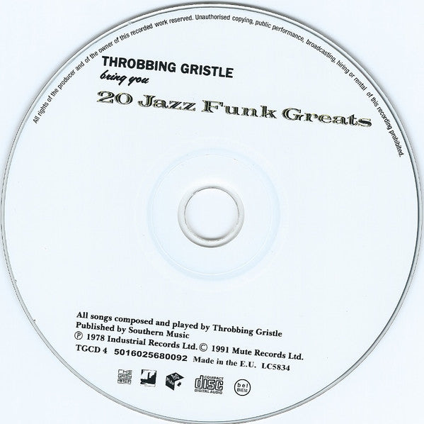 Throbbing Gristle : 20 Jazz Funk Greats (CD, Album, RE, RM, RP, Med)