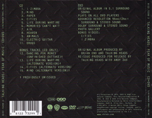Talking Heads : Fear Of Music (CD, Album, RE, RM + DVD-A, Multichannel, 5.1)