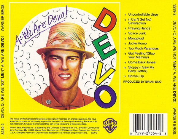 Devo : Q: Are We Not Men? A: We Are Devo! (CD, Album, RE, RP)