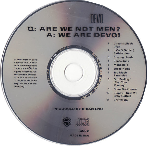 Devo : Q: Are We Not Men? A: We Are Devo! (CD, Album, RE, RP)
