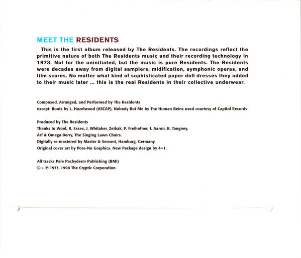 The Residents : Meet The Residents (CD, Album, RE, RM, Dig)